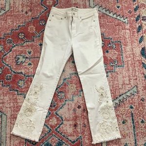 White embellished free people jeans